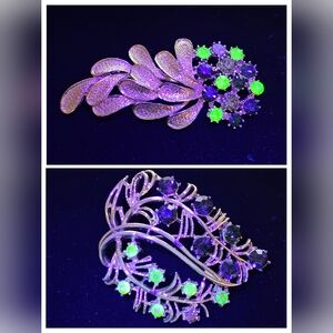 Two Vintage Coro Uranium Brooches